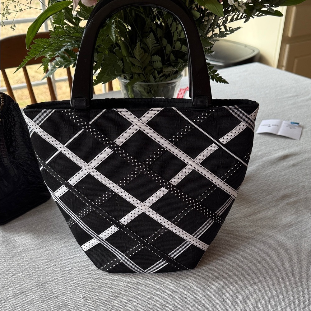 Talbots Black and White Checkered Tote
